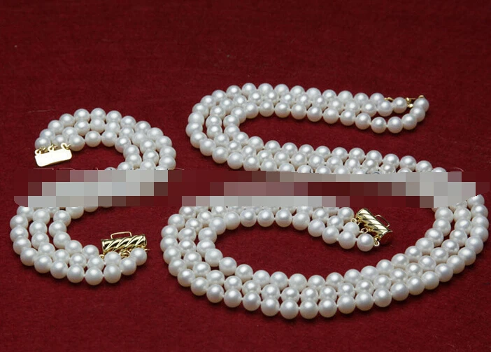 A0503 charm Jew.657 fashion AAA 3 row set 7-8mm white freshwater pearl necklace bracelet 14KGP (0430)
A0503 charm Jew.657 fashion AAA 3 row set 7-8mm white freshwater pearl necklace bracelet 14KGP (0430)