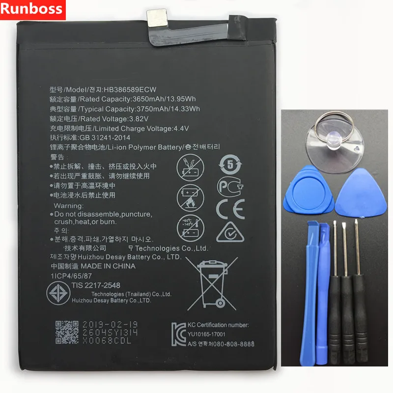 Original New 3750mAh HB386589ECW Battery For Huawei Nova 3 PAR-LX1 PAR-LX1M PAR-LX9 PAR-AL00 PAR-TL20 Batteries + Tools
Original New 3750mAh HB386589ECW Battery For Huawei Nova 3 PAR-LX1 PAR-LX1M PAR-LX9 PAR-AL00 PAR-TL20 Batteries + Tools