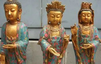 19 INCH"Tibet Bronze cloisonne Gild Three Saints of the West Buddha Guan Yin Set
19 INCH"Tibet Bronze cloisonne Gild Three Saints of the West Buddha Guan Yin Set