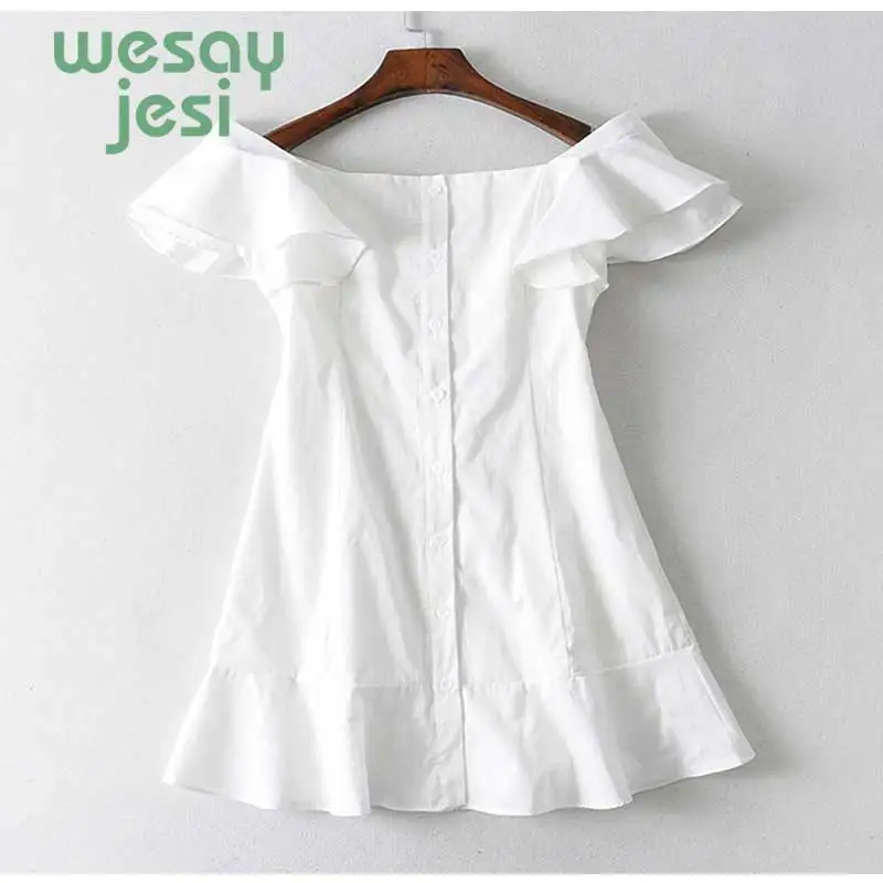 summer dress White Off Shoulder Dress Women Summer Sexy Slash Neck Mini Lining Dress With Buttons 2019
summer dress White Off Shoulder Dress Women Summer Sexy Slash Neck Mini Lining Dress With Buttons 2019