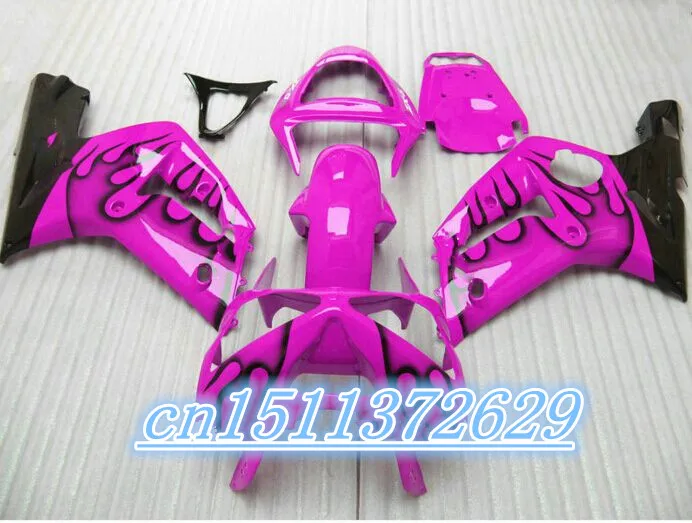 

Bo Motorcycle Fairing kit for KAWASAKI Ninja ZX6R 03 04 ZX6R 636 2003 2004 Pink black ABS Plastic Fairings set