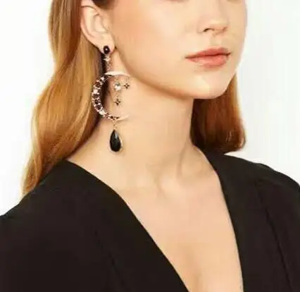 Lalynnly Newest Moon Drop Big Earrings Women Brincos Pendientes Black Crystal Golden Tone Dangle Earrings Statement E03821
Lalynnly Newest Moon Drop Big Earrings Women Brincos Pendientes Black Crystal Golden Tone Dangle Earrings Statement E03821