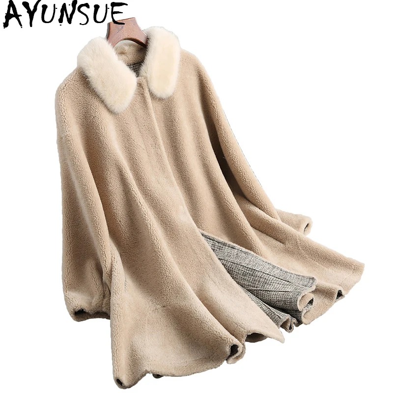 AYUNSUE 2019 New Sheep Shearling Jacket Women's Real Wool Fur Coat Female Natural Mink Fur Collar Winter Jackets 18034 WYQ1811
AYUNSUE 2019 New Sheep Shearling Jacket Women's Real Wool Fur Coat Female Natural Mink Fur Collar Winter Jackets 18034 WYQ1811