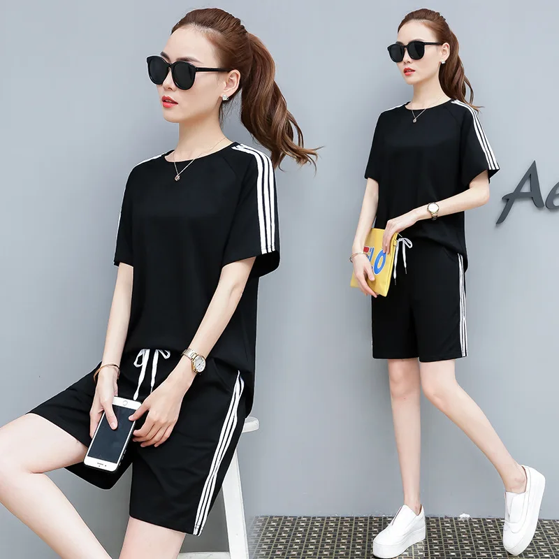 Summer T Shirt and Shorts Two-piece Clothing Set Fashion Striped Women Suits Woman Casual Short Sleeve Tshirt 2 Piece Set Women
Summer T Shirt and Shorts Two-piece Clothing Set Fashion Striped Women Suits Woman Casual Short Sleeve Tshirt 2 Piece Set Women