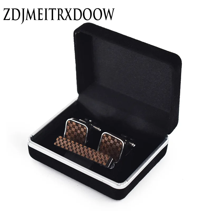 Fashion Handmade wooden Geometric lattice pattern tie Distinctive Round cufflinks crava tbox package for party wedding | Украшения и