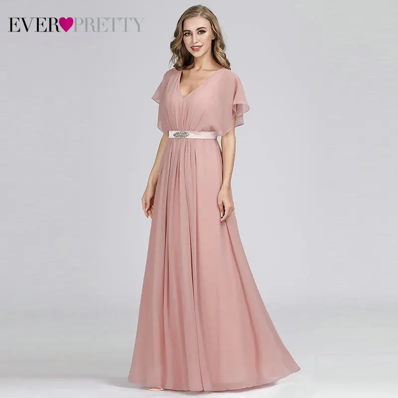 Prom Dresses 2019 Ever Pretty Pink V-neck Elegant Chiffon Short Sleeve Long Formal Party Dresses with Sashes vestido formatura
Prom Dresses 2019 Ever Pretty Pink V-neck Elegant Chiffon Short Sleeve Long Formal Party Dresses with Sashes vestido formatura