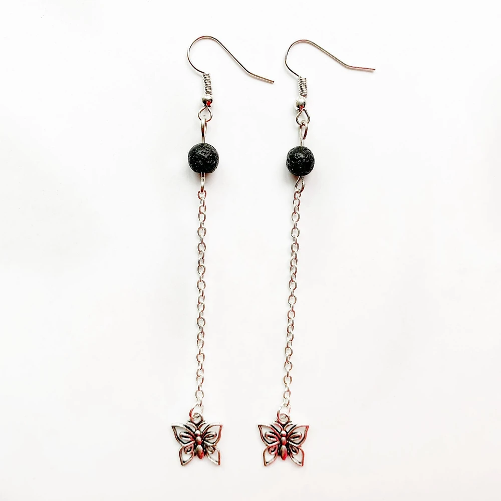 Black Lava Rock Beads Chain Diy Drop Earrings Long Hook Tassel Metal Butterfly Charm Earring Natural Stone
Black Lava Rock Beads Chain Diy Drop Earrings Long Hook Tassel Metal Butterfly Charm Earring Natural Stone