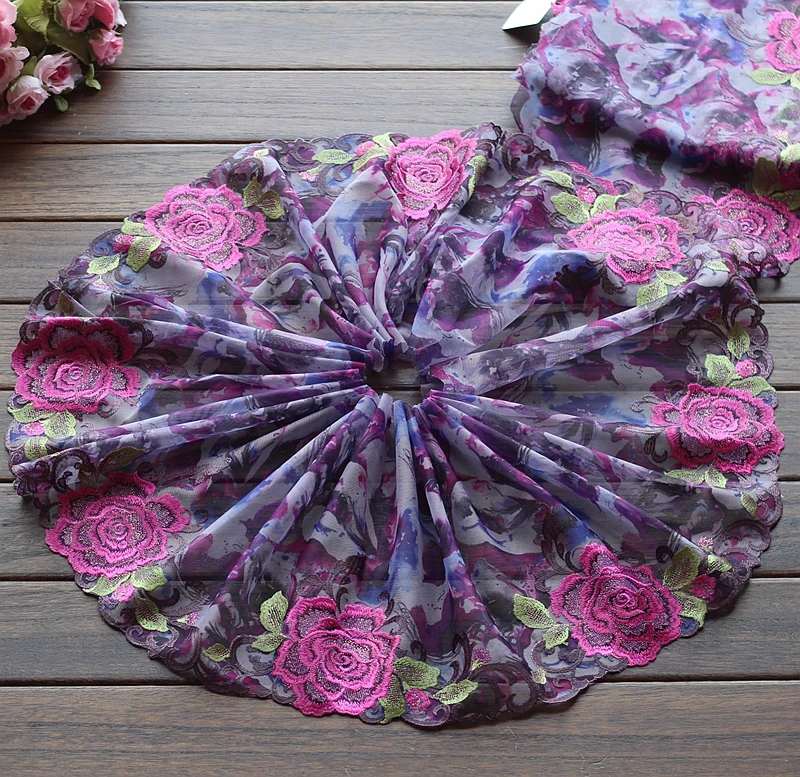 Free shipping 2 Yards Lace Trim purple Embroidered blue Tulle Lace 9.46 Inches Wide High Quality 
Free shipping 2 Yards Lace Trim purple Embroidered blue Tulle Lace 9.46 Inches Wide High Quality