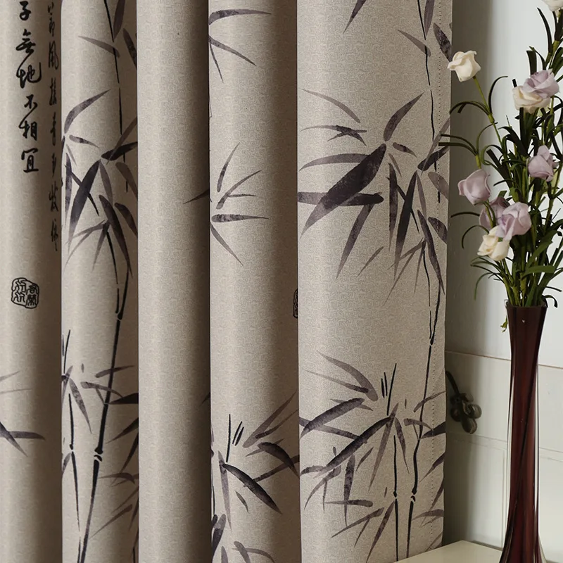 Bamboo curtain of modern Chinese style bedroom room printed polyester curtain window curtain
Bamboo curtain of modern Chinese style bedroom room printed polyester curtain window curtain