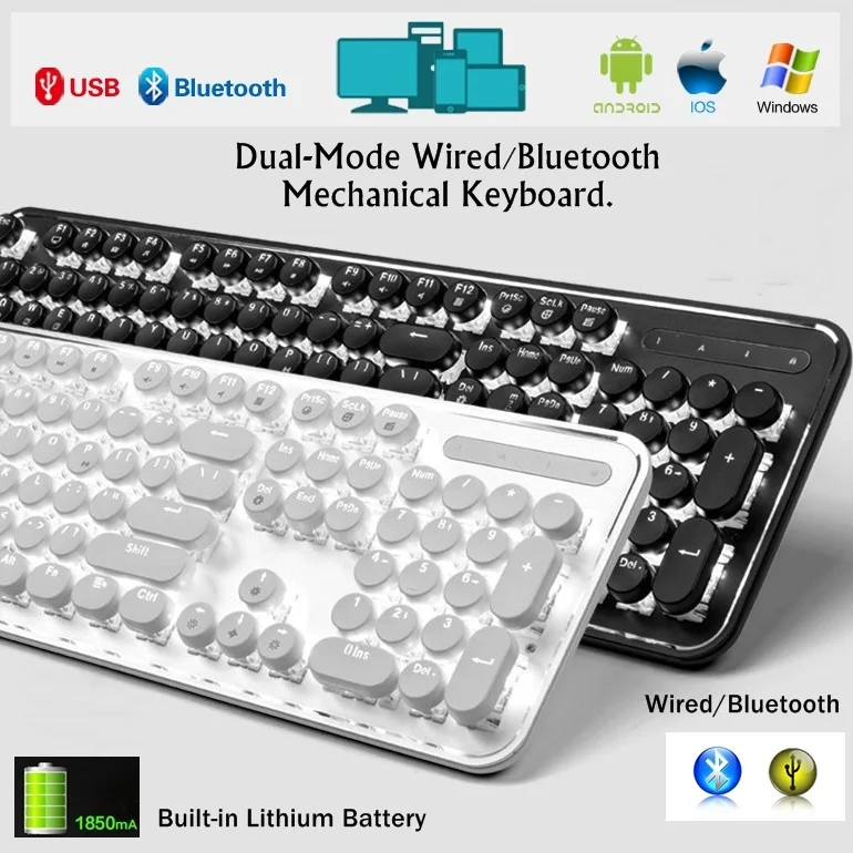 Royal Kludge RK960 Dual Mode Wired/Bluetooth Wireless Mechanical Keyboard Retro Round Keycap For Desktop Laptop Tablet Mobile
Royal Kludge RK960 Dual Mode Wired/Bluetooth Wireless Mechanical Keyboard Retro Round Keycap For Desktop Laptop Tablet Mobile