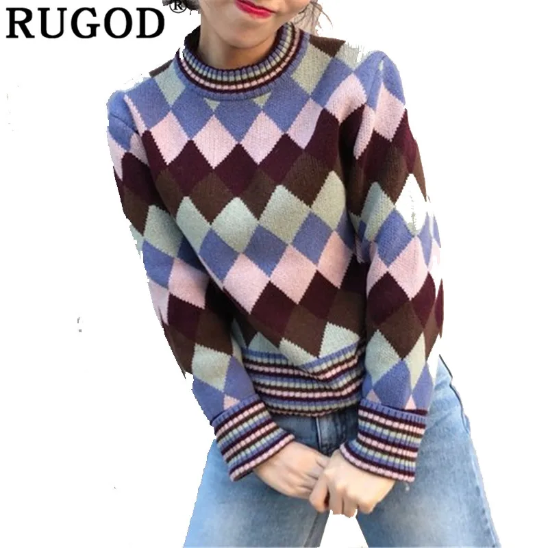 RUGOD Vintage Fashion Women Sweater Casual Argyle Women Pullovers O-Neck Knitted Warm Winter Clothes pull femme hiver
RUGOD Vintage Fashion Women Sweater Casual Argyle Women Pullovers O-Neck Knitted Warm Winter Clothes pull femme hiver