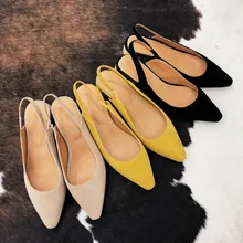 MLJUESE 2018 sandalias chico mujer niño gamuza color amarillo slingback punta puntiaguda sandalias de playa estilo extraño vestido de fiesta de boda(China)