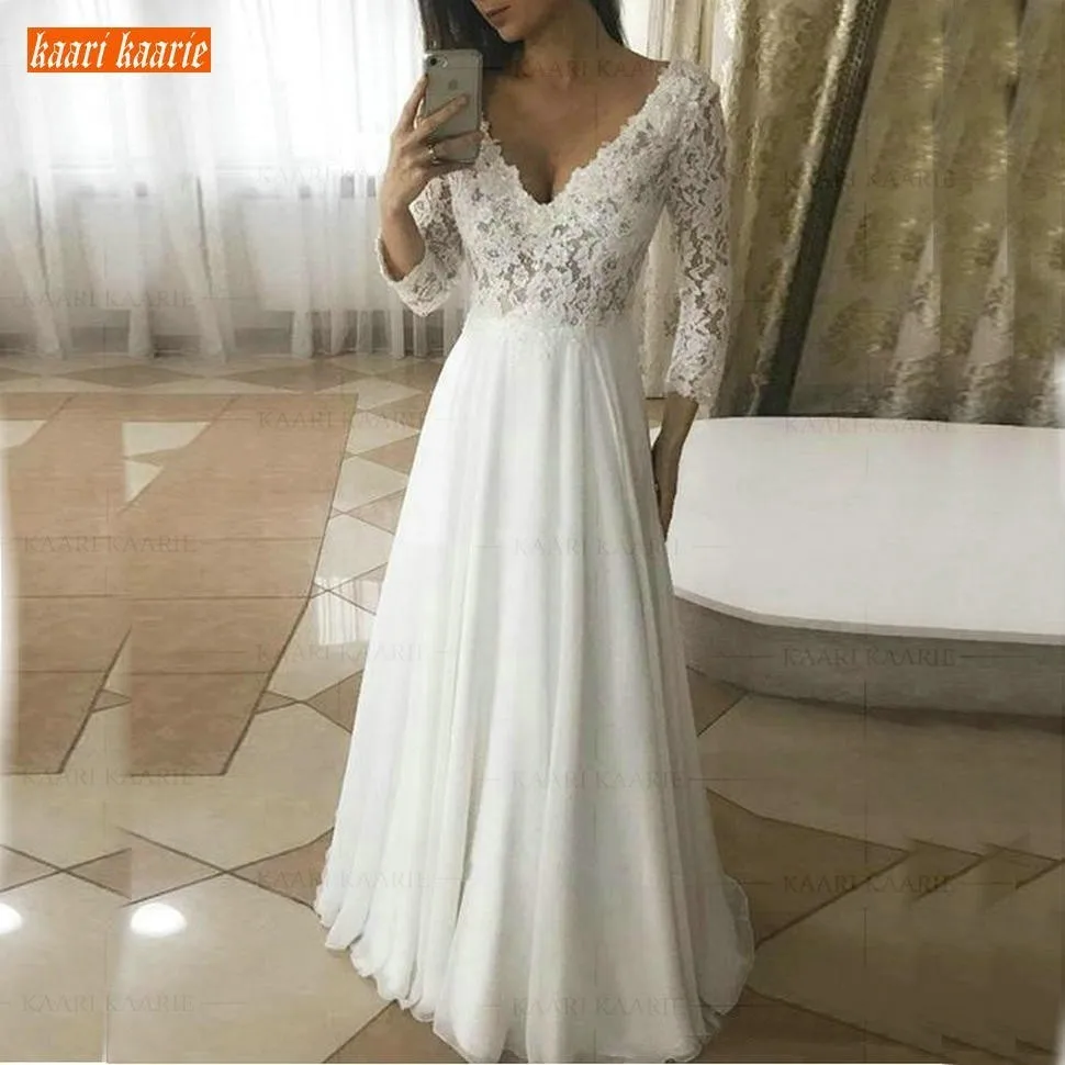 Elegant Chiffon Boho Deep V-Neck Wedding Dresses Long Sleeves 2019 Country Style A Line Wedding Gowns Floor Length Bridal Dress
Elegant Chiffon Boho Deep V-Neck Wedding Dresses Long Sleeves 2019 Country Style A Line Wedding Gowns Floor Length Bridal Dress