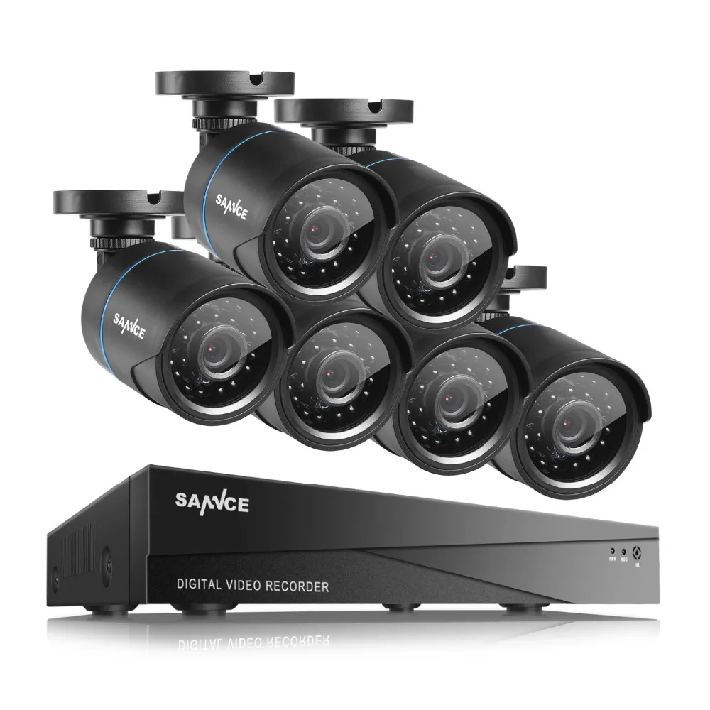 SANNCE 5in1 1080N TVI 8CH HDMI DVR 720P IP66 Weatherproof Security Camera System