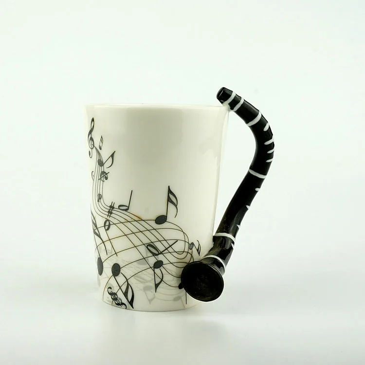 Фото Novelty 220ml Clarinet Ceramic Cup Music Note Milk Juice Lemon Mug Coffee Tea Christmas New Year Gift | Дом и сад