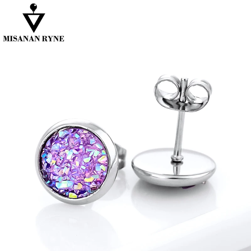 Stainless Steel 6 Pairs Round Shiny Austrian Crystal Stud Earrings Set Jewelry