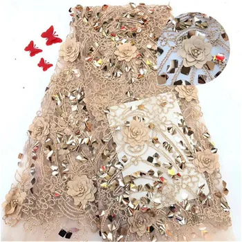Very Good Quality Applique Design gold Lace Fabric Beaded 3d sequins Tulle French Lace With 3d flowers Wedding party dress lace
Very Good Quality Applique Design gold Lace Fabric Beaded 3d sequins Tulle French Lace With 3d flowers Wedding party dress lace