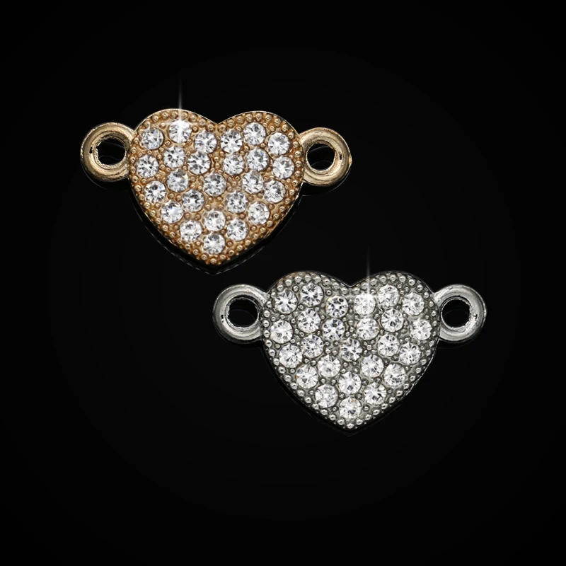 JAKONGO Gold Silver Color Crystal Heart Charm Connector fit Jewelry Making Bracelet Accessories DIY Craft 19*11mm
JAKONGO Gold Silver Color Crystal Heart Charm Connector fit Jewelry Making Bracelet Accessories DIY Craft 19*11mm