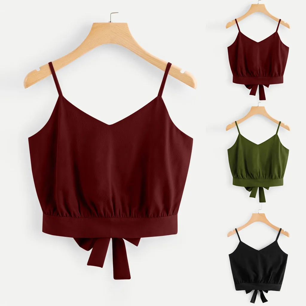 summer party Women Casual cute Bow Tie Back V Neck Soild Crop Cami Top vintage modis Camisole Blouse camiseta mujer verano#sw
summer party Women Casual cute Bow Tie Back V Neck Soild Crop Cami Top vintage modis Camisole Blouse camiseta mujer verano#sw