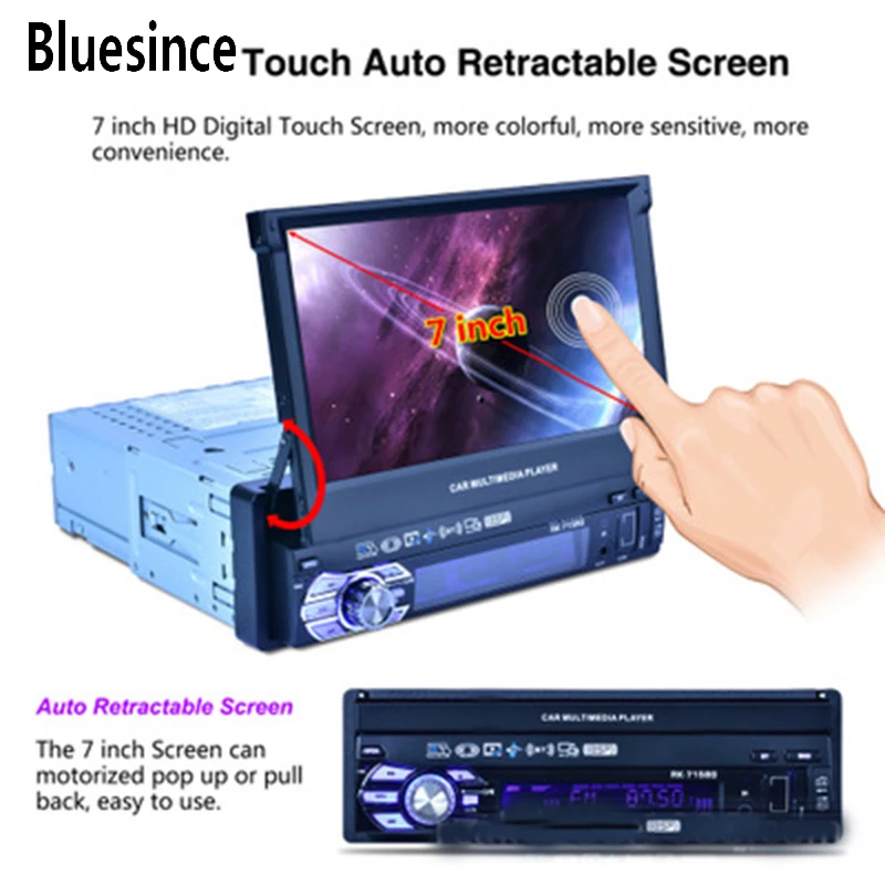 Bluesince New 7-inch Automatic Car Telescopic MP5 MP4 MP3 Colorful Lights GPS Navigation Machine RK-7158G Report
Bluesince New 7-inch Automatic Car Telescopic MP5 MP4 MP3 Colorful Lights GPS Navigation Machine RK-7158G Report
