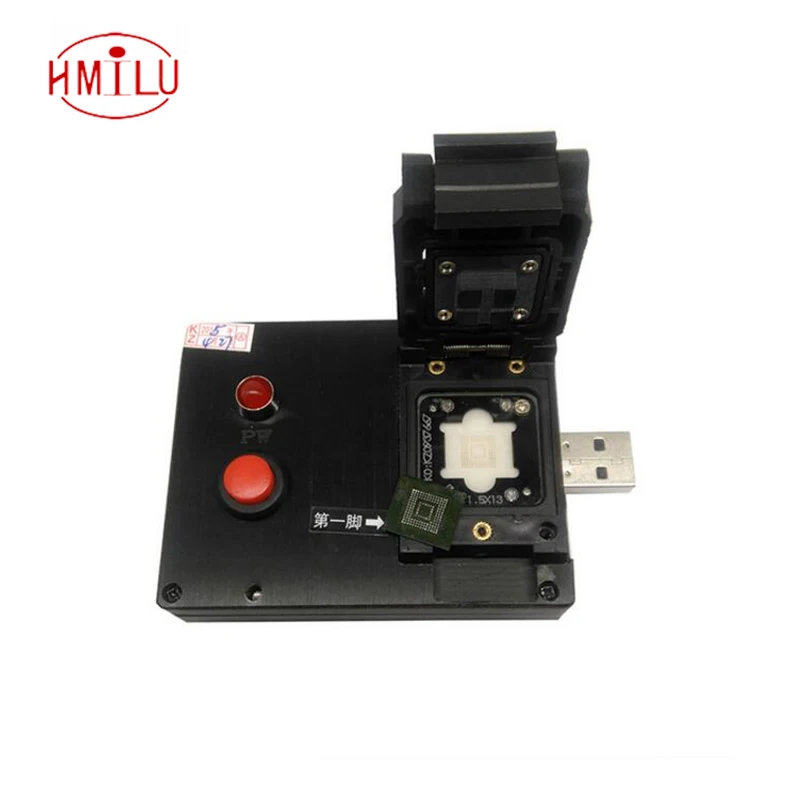 eMMC153/169 Clamshell Pogopin Probe USB Disk Test Fixture for eMMC153/169 Test Socket/Adapter/Readernand flash testing
eMMC153/169 Clamshell Pogopin Probe USB Disk Test Fixture for eMMC153/169 Test Socket/Adapter/Readernand flash testing
