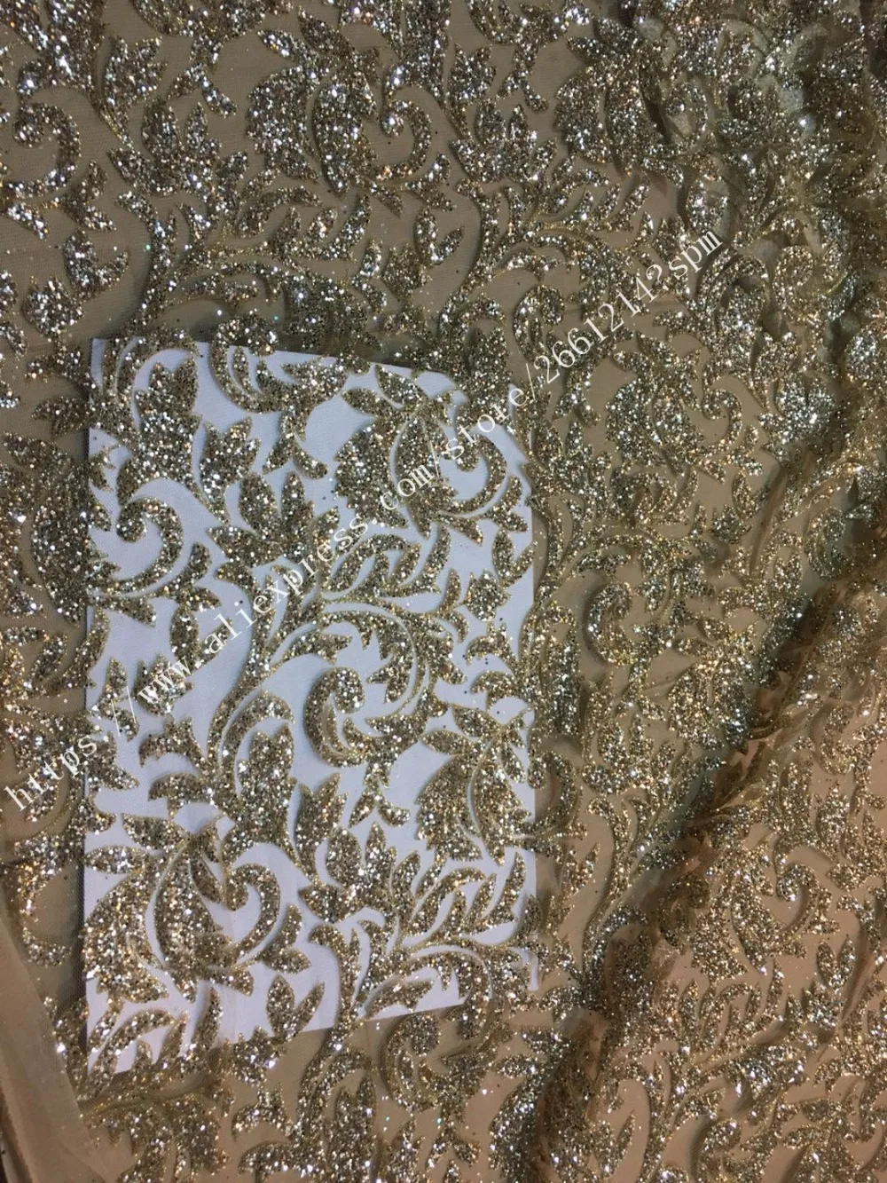 Latest design French Net Champagne/Gold Sequins Lace Fabrics High Quality African Nigeria Tulle Lace Fabric for Wedding dress
Latest design French Net Champagne/Gold Sequins Lace Fabrics High Quality African Nigeria Tulle Lace Fabric for Wedding dress
