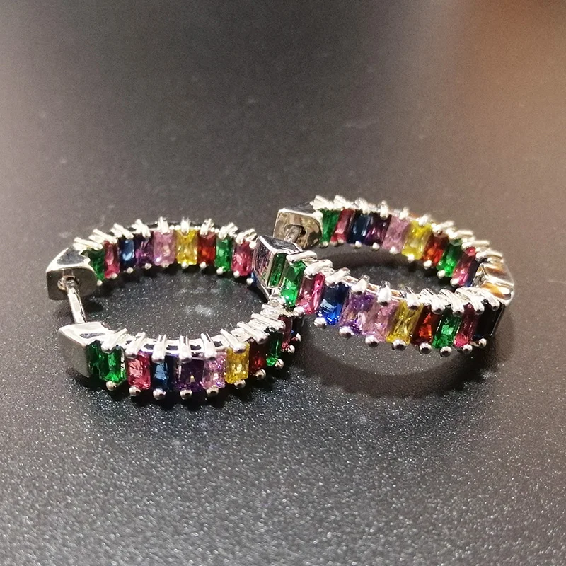 Multicolor Square Zircon Hoop Earrings For Women Gifts New Arrival Bohemia Rainbow Earrings Resort Style Fashion Jewelry
Multicolor Square Zircon Hoop Earrings For Women Gifts New Arrival Bohemia Rainbow Earrings Resort Style Fashion Jewelry