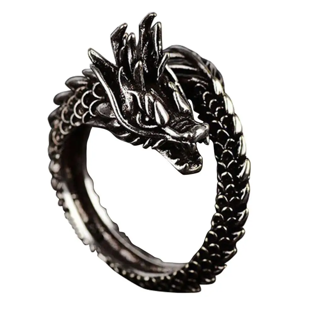 

2018 BLUELANS Silver plating Retro Opening Dragon Ring for Men Thai Silver Personality Index Male Finger Rings Adjustable Size