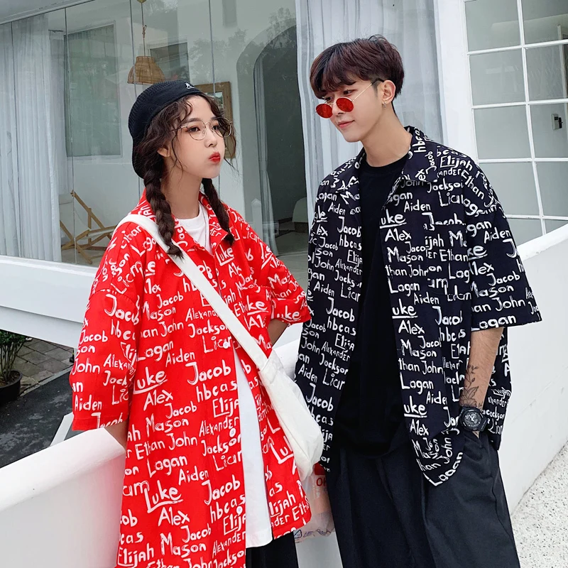 2019 Spring And Summer New Thin Ins Net Red Seaside Holiday Wind Korean Couple Loose Solid Color Letter Shirt
2019 Spring And Summer New Thin Ins Net Red Seaside Holiday Wind Korean Couple Loose Solid Color Letter Shirt