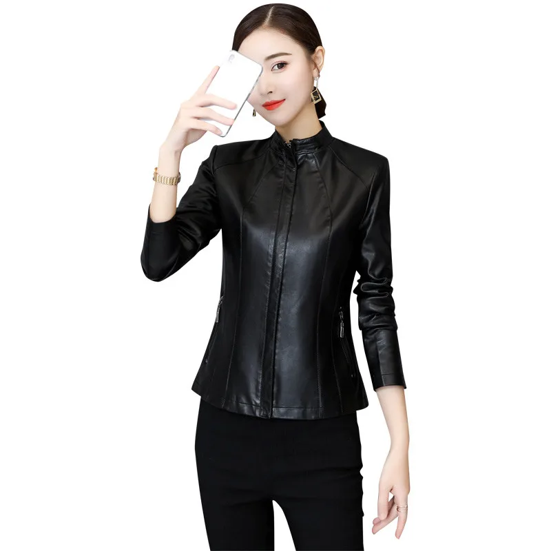 Women Leather Jacket 2019 Spring Autumn New Fashion Short Locomotive Coats Korean Slim Large size Female Sheepskin Outerwear 740
Women Leather Jacket 2019 Spring Autumn New Fashion Short Locomotive Coats Korean Slim Large size Female Sheepskin Outerwear 740