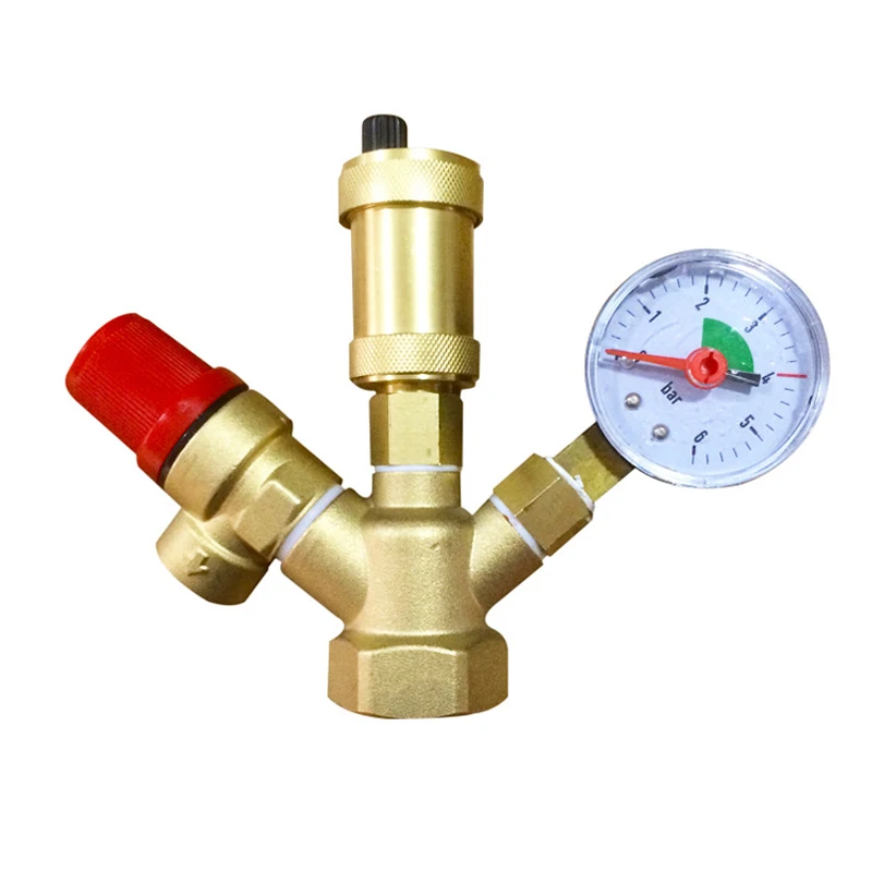 

Brass Boiler Valve 1" DN25 Exhaust Safety Pressure Relief Valve With Pressure Gauge Boiler Safety Components