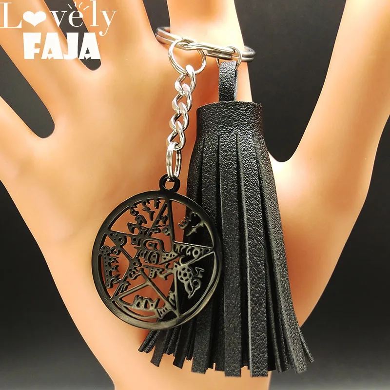 2019 Black Gothic Tassel Stainless Steel Key Chains Women 5 Point Stars are Pentacles Pentagrams Bag Charm Jewelry K77563B
2019 Black Gothic Tassel Stainless Steel Key Chains Women 5 Point Stars are Pentacles Pentagrams Bag Charm Jewelry K77563B
