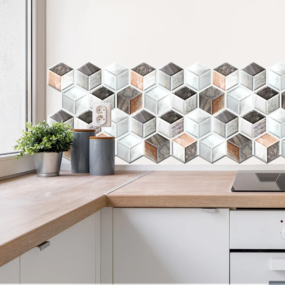 10Pcs 3D Hexagonal Marbling Pattern Wall Sticker House Decoration Tiles DIY Self-adhesive PVC Waterproof Kitchen Bedroom Decor
10Pcs 3D Hexagonal Marbling Pattern Wall Sticker House Decoration Tiles DIY Self-adhesive PVC Waterproof Kitchen Bedroom Decor