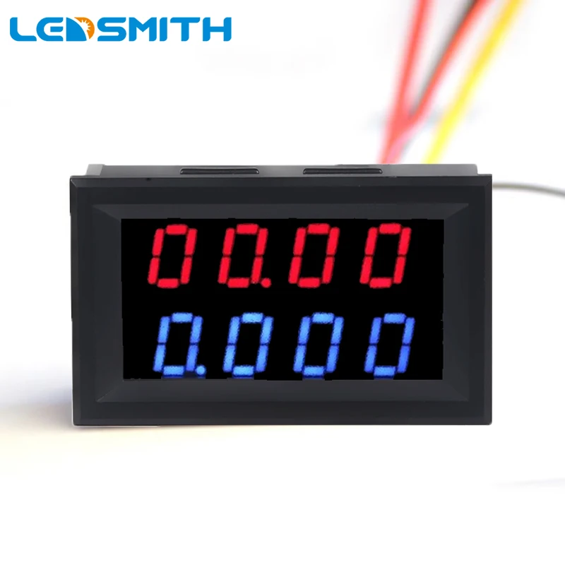 LEDSMITH 4-Bit Precision Digital Voltmeter Ammeter DC 0-200V 10A Red Blue LED Dual Display 5 Wires Car Voltage Current Monitor
LEDSMITH 4-Bit Precision Digital Voltmeter Ammeter DC 0-200V 10A Red Blue LED Dual Display 5 Wires Car Voltage Current Monitor