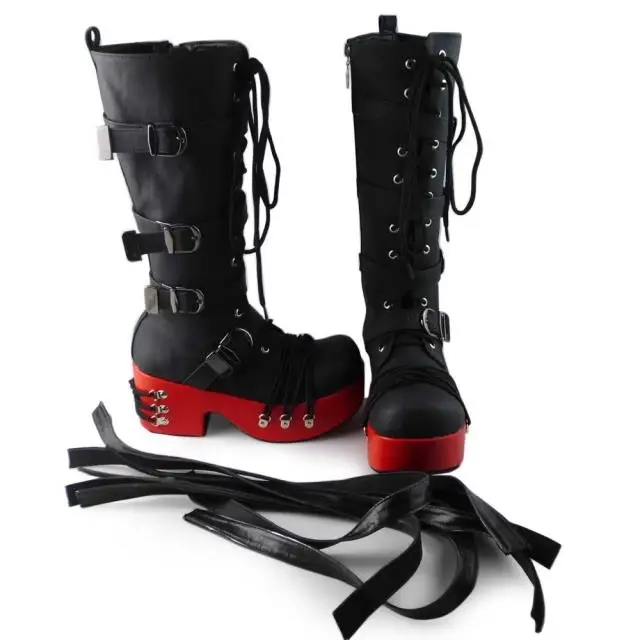 Japanese-Harajuku-High-Platform-Heels-Boots-Sweet-Princess-Lolita-Cosplay-Cross-tied-Knee-Boots-Side-Zip- 3