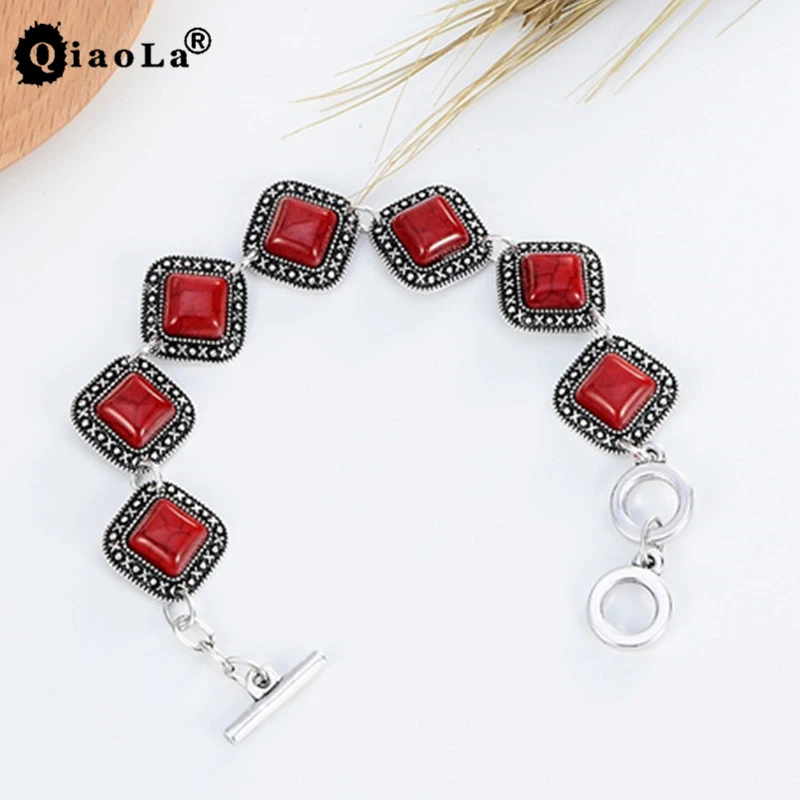 Qiao La New Bohemia Natural Red Green Stone Charm Bracelets Bangles Tibet Silver Bracelet for women Jewelry Gifts Mujer Bijoux
Qiao La New Bohemia Natural Red Green Stone Charm Bracelets Bangles Tibet Silver Bracelet for women Jewelry Gifts Mujer Bijoux