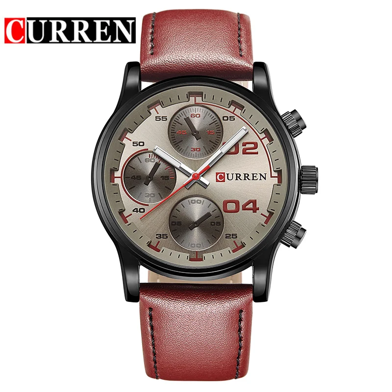 

CURREN Men Watch Luxury Brand Menstwatches Leather Analog Quartz-Watch Casual Sport Wristwatch MaleClock Relogio Masculino 8207