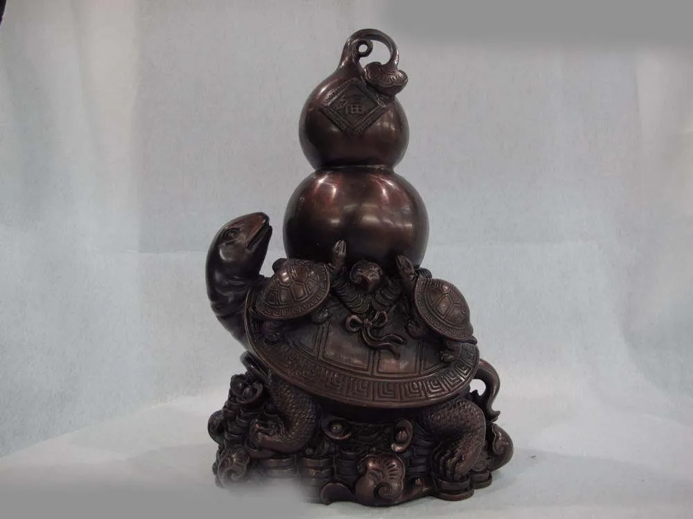 Chinese Pure red bronze copper wealth tortoise cucurbit lucky fengshui figurine
Chinese Pure red bronze copper wealth tortoise cucurbit lucky fengshui figurine