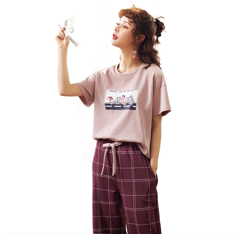 New Arrival Summer Pyjamas Women Knitted Cotton Cartoon Pajamas Set Short Sleeve O-neck Cute Soft Big Size M-XXL Pijama Mujer
New Arrival Summer Pyjamas Women Knitted Cotton Cartoon Pajamas Set Short Sleeve O-neck Cute Soft Big Size M-XXL Pijama Mujer