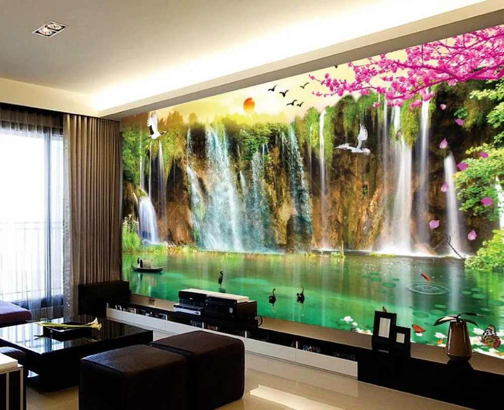 

Mural 3d wallpaper 3d wall papers for tv backdrop waterfall scenery 3d wallpaper landscape Home Decoration