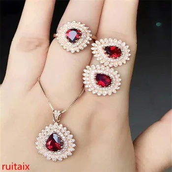 KJJEAXCMY boutique jewels 925 Pure silver inlaid with natural pomegranate stone necklace pendant ring earrings 3 pieces of jewel
KJJEAXCMY boutique jewels 925 Pure silver inlaid with natural pomegranate stone necklace pendant ring earrings 3 pieces of jewel
