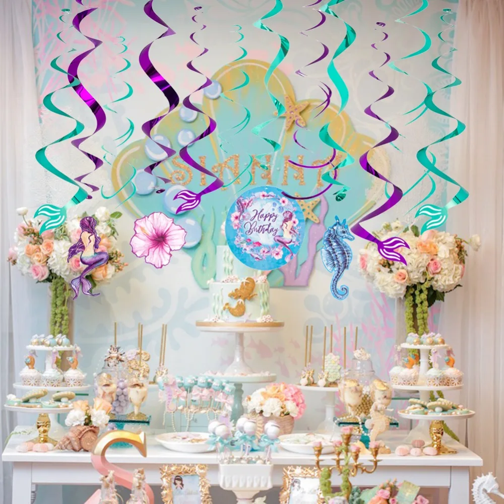 12PCS Little Mermaid Decoration Foil Swirls Hanging Decorations Girl Baby Shower Birthday Party Supplies
12PCS Little Mermaid Decoration Foil Swirls Hanging Decorations Girl Baby Shower Birthday Party Supplies