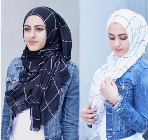 Spring Cotton Voile Muslim Hijab Scarf for Ladies Long Cross Strips Double Color Islamic Hijabs Shawl Wrap Classic Plaids Tartan
Spring Cotton Voile Muslim Hijab Scarf for Ladies Long Cross Strips Double Color Islamic Hijabs Shawl Wrap Classic Plaids Tartan