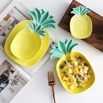 Creative ceramic plate dishes pineapple shape ceramic dishes sauce dish dessert snack plate noodle plate Household tableware
Creative ceramic plate dishes pineapple shape ceramic dishes sauce dish dessert snack plate noodle plate Household tableware