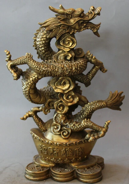 JP S0524 12" Chinese Brass Folk success Wealth Money Zodiac Year Dragon sculpture Statue
JP S0524 12" Chinese Brass Folk success Wealth Money Zodiac Year Dragon sculpture Statue