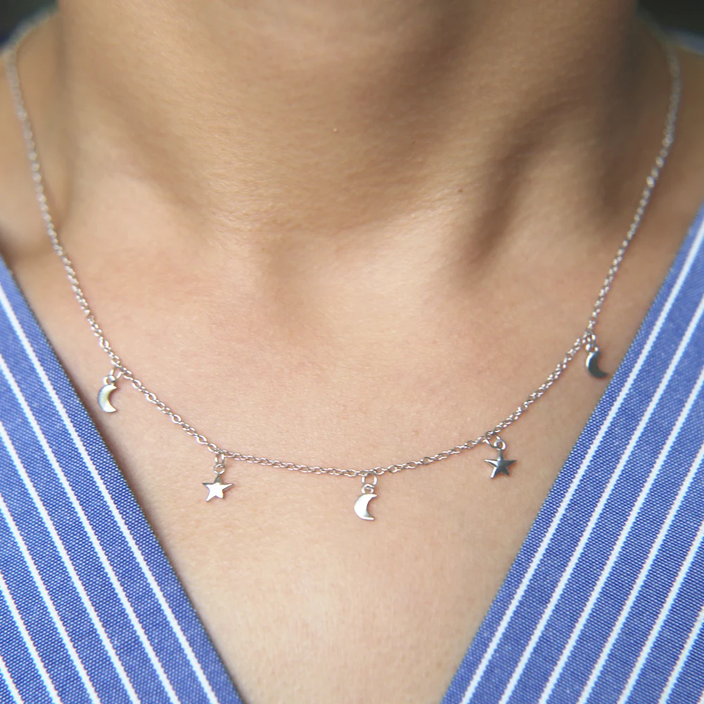 dainty delicate jewelry design tiny cute moon star cham star drop real 925 sterling silver high quality star necklace 41+5cm
dainty delicate jewelry design tiny cute moon star cham star drop real 925 sterling silver high quality star necklace 41+5cm