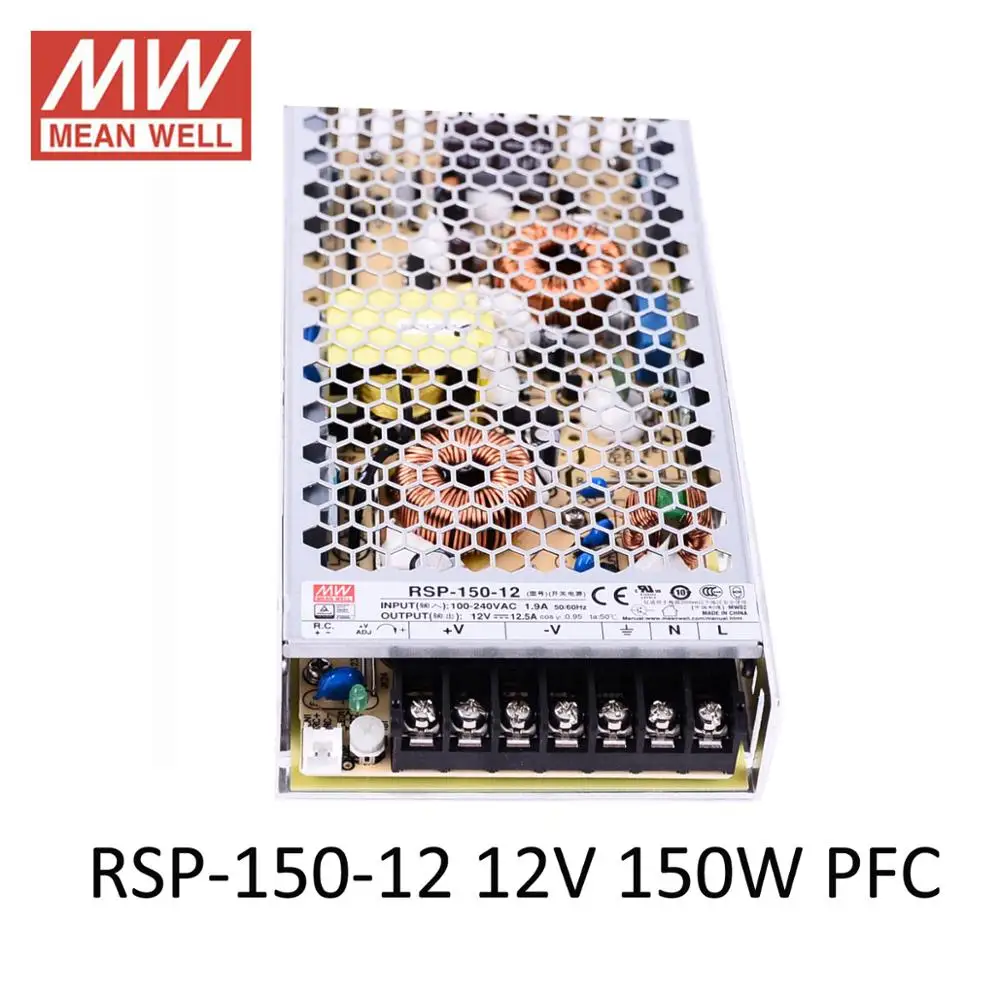 Оригинальный MEANWELL RSP 150W импульсный источник питания 5 в 12 В 24 48 150 Вт PFC Функция Meanwell