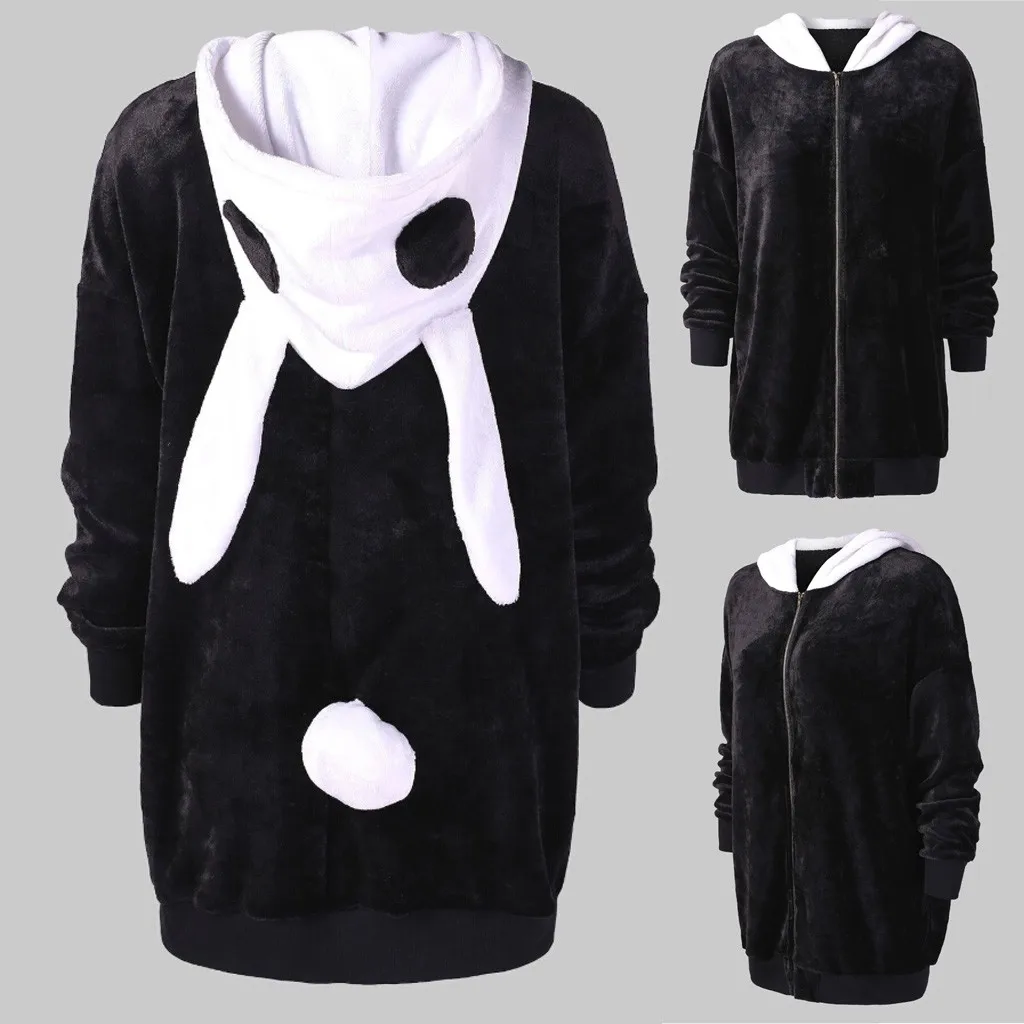 Spring Auturm Cute Contrast Rabbit Ear Hooded Fuzzy Coat Winter Warm Women Jacket Outerwear camiseta mujer
Spring Auturm Cute Contrast Rabbit Ear Hooded Fuzzy Coat Winter Warm Women Jacket Outerwear camiseta mujer