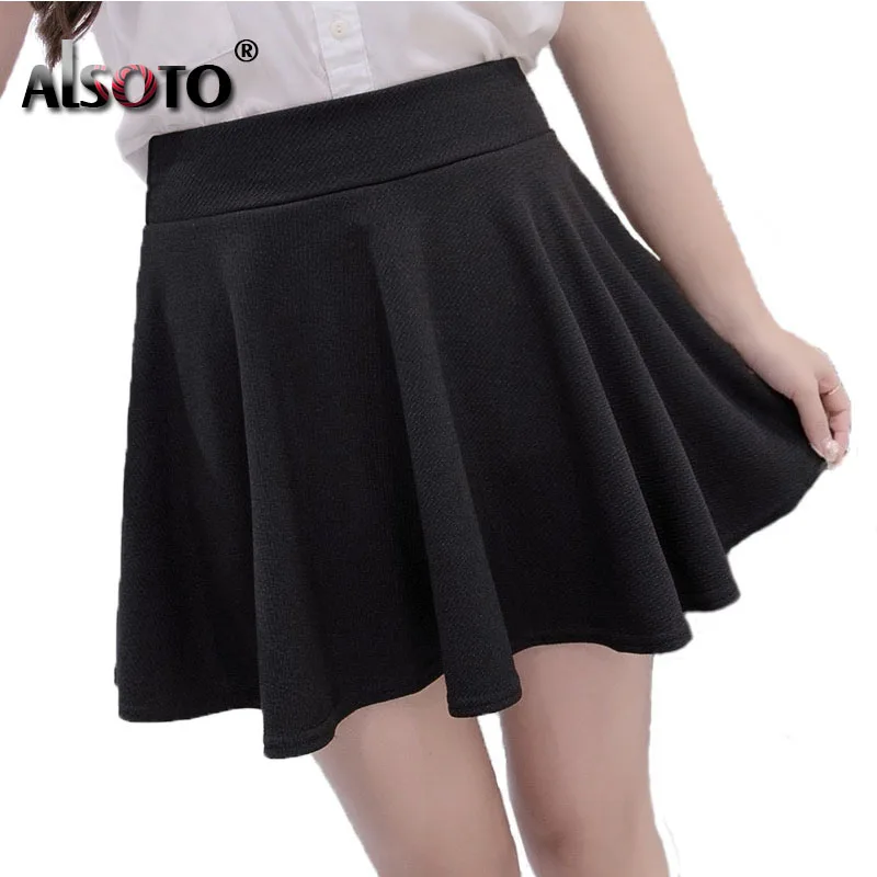 Image Summer Style Short Skirt for Women 2016 Fashion Skirts Womens High Waist Tennis Falda Black and Red Saia