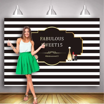 Fabulous sweet 15 backdrop black and white stripe birthday party decoration background photography studio props custom
Fabulous sweet 15 backdrop black and white stripe birthday party decoration background photography studio props custom